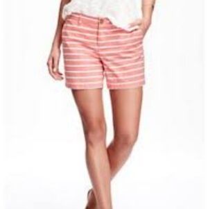 Old Navy Coral Striped Women's Bermuda Shorts Cotton Size 4